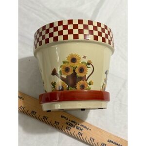 Trendspot Sunflower Flower Pot‎ Indoor Use Attached Plate New